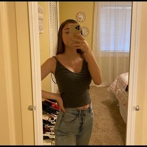 Gray knit tank top